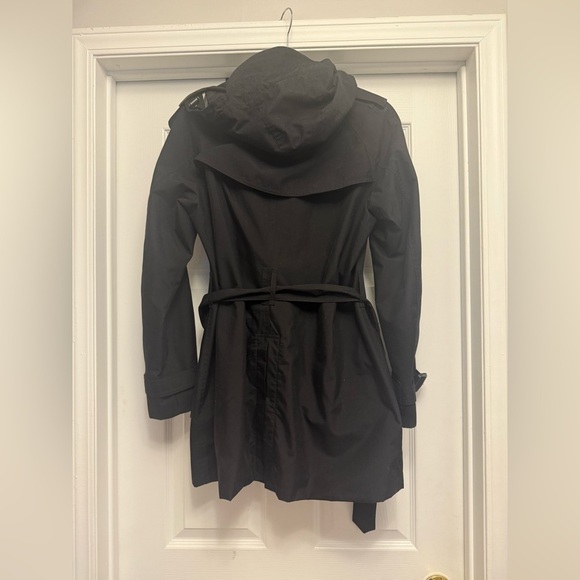 Authentic Burberry Brit Trench Coat Size 4 in Black with Belt & Hood With Rim - Picture 11 of 15